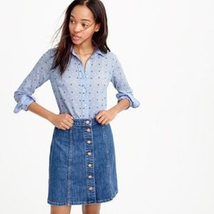 🍄J. Crew button up denim skirt 26